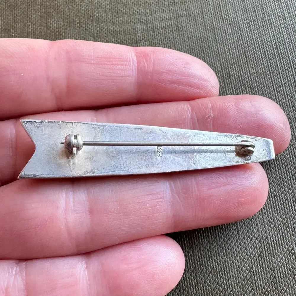 Vintage Modernist Mexican Aztec Storyteller 925 Sterling Silver Brooch